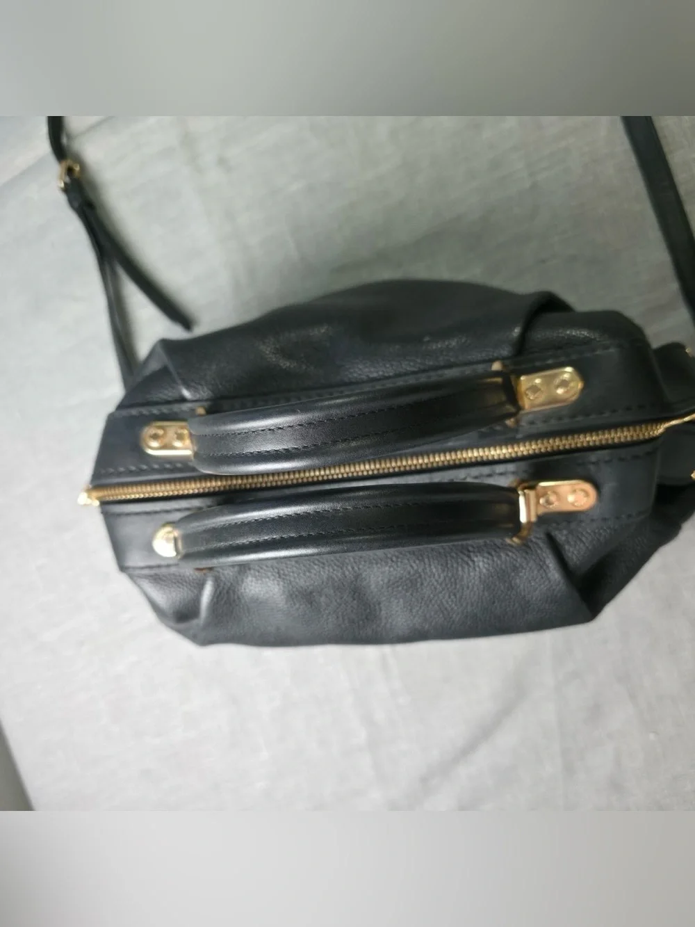 Coach Black Pebble Leather Satchel Crossbody Bag Purse Gold Hardware EUC